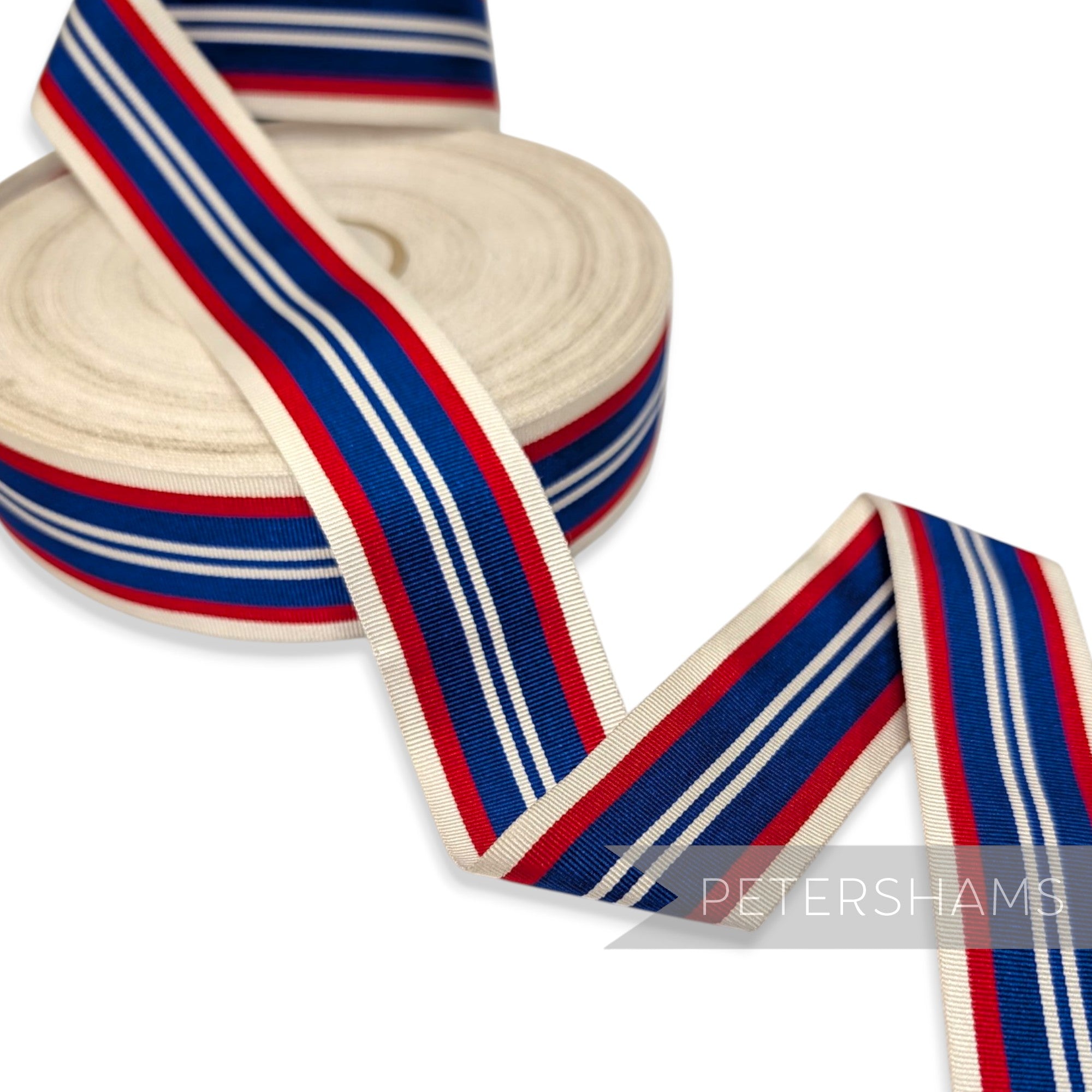 *Sale* IMPERFECT 35mm Red White & Blue Stripe Grosgrain - 25m Roll