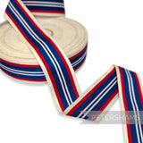 *Sale* IMPERFECT 35mm Red White & Blue Stripe Grosgrain - 25m Roll