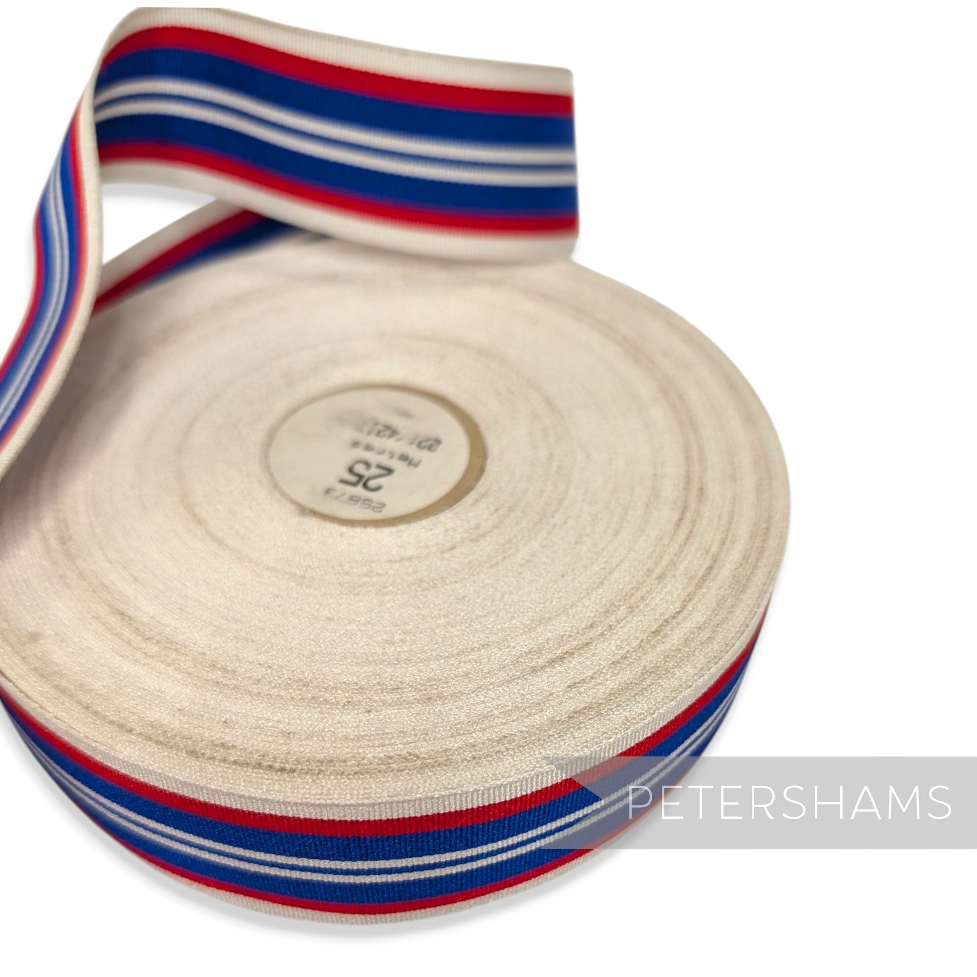 *Sale* IMPERFECT 35mm Red White & Blue Stripe Grosgrain - 25m Roll