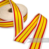 *Sale* IMPERFECT 35mm White, Yellow & Red Stripe Grosgrain - 25m Roll