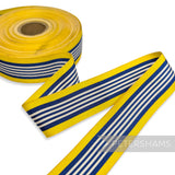 *Sale* IMPERFECT 34mm Yellow & Blue Stripe Grosgrain - Approx. 25m Roll