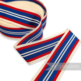 *Sale* IMPERFECT 35mm Red White & Blue Stripe Grosgrain - Approx. 15m Roll