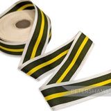*Sale* IMPERFECT 37mm Olive & Yellow Stripe Grosgrain - 20m Roll
