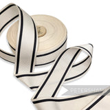 *Sale* IMPERFECT 36mm White & Black Stripe Grosgrain - 25m Roll