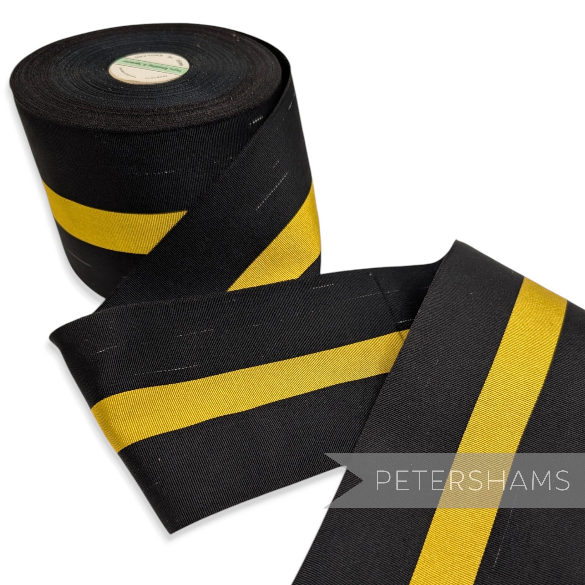 *Sale* IMPERFECT 10cm Black & Yellow Stripe Grosgrain - Whole Roll