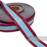 *Sale* 30mm Cerise & Light Turquoise Stripe Moire Grosgrain - 50m Roll
