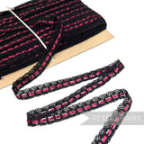 *Sale* WHOLE CARD 18mm Black Cotton Lace/Wine Satin Ribbon - 100m