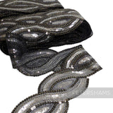 *Sale* BULK Sheer Black and Silver Sequin Mesh Trim - 27m