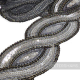 *Sale* BULK Sheer Black and Silver Sequin Mesh Trim - 27m