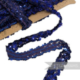 *Sale* Whole Roll Vintage Blue Elasticated Sequin Trim 30mm Wide
