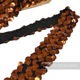 *Sale* Whole Roll Vintage Copper Elasticated Sequin Trim 30mm Wide