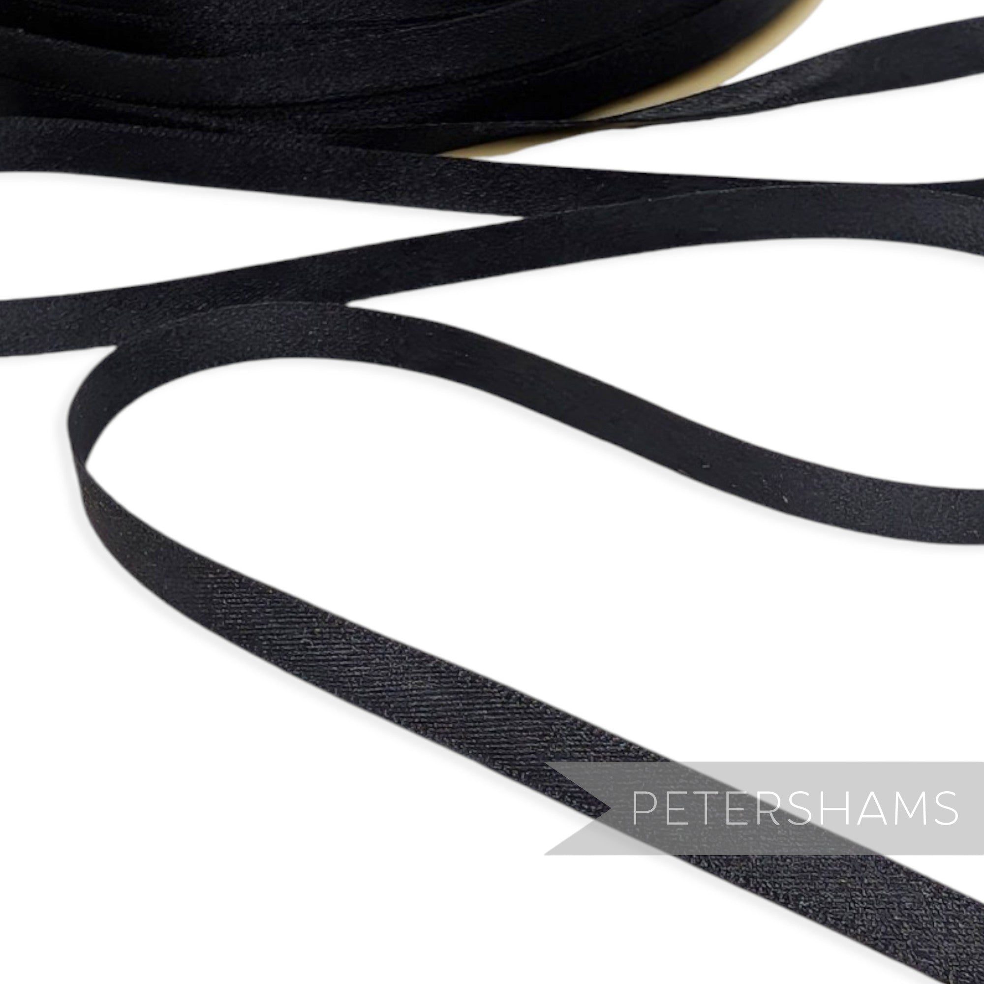 *Sale* WHOLE ROLL 7mm Black Satin Ribbon - Approx. 100m