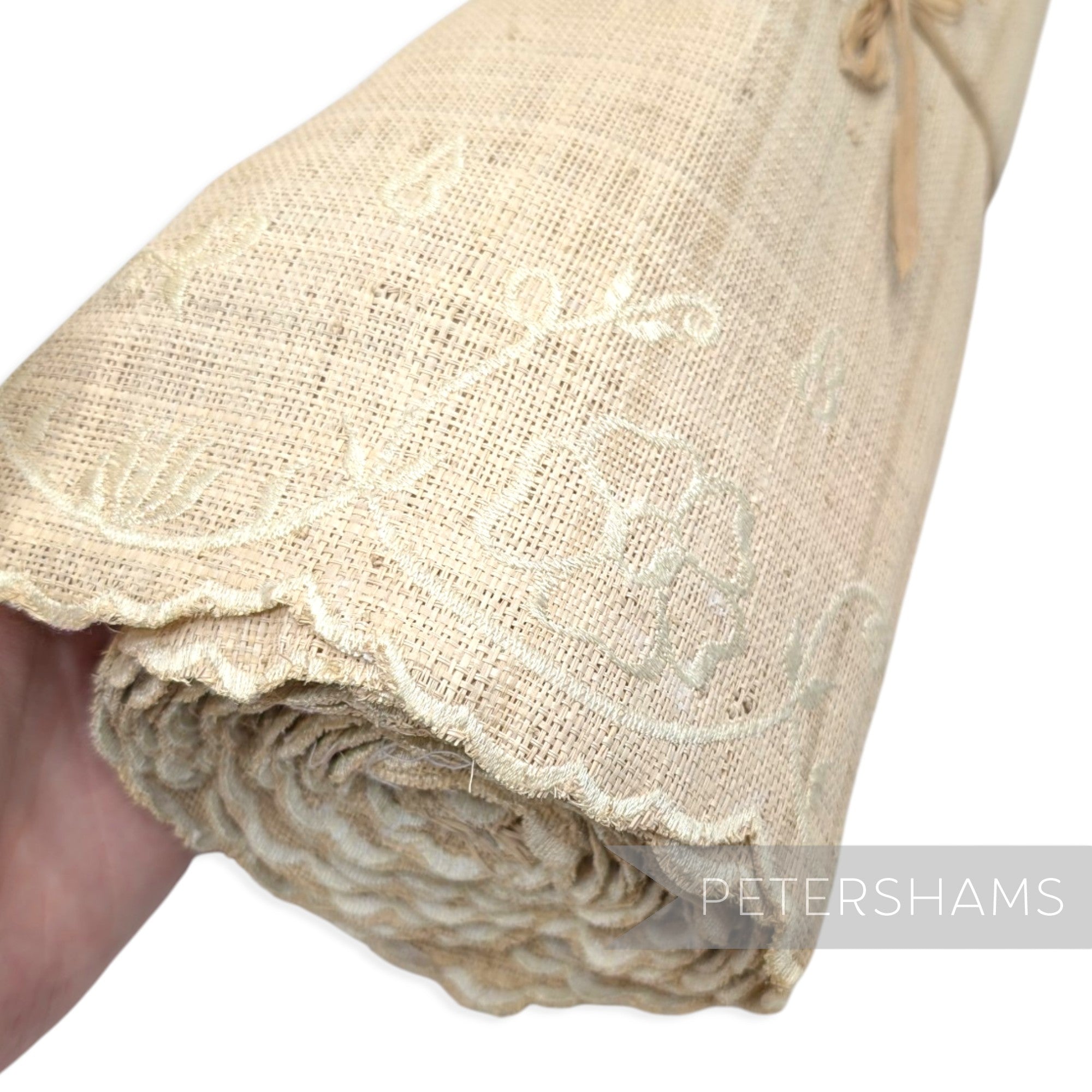 *Sale* BULK Double Scallop Edge Floral Pattern Embroidered Raffia - 8.5m