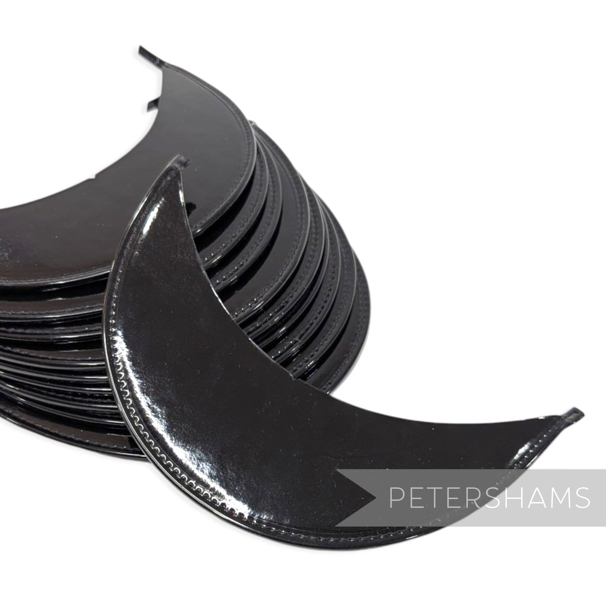 *Sale* BULK 10 Pack Black Patent Leather Cap Peaks