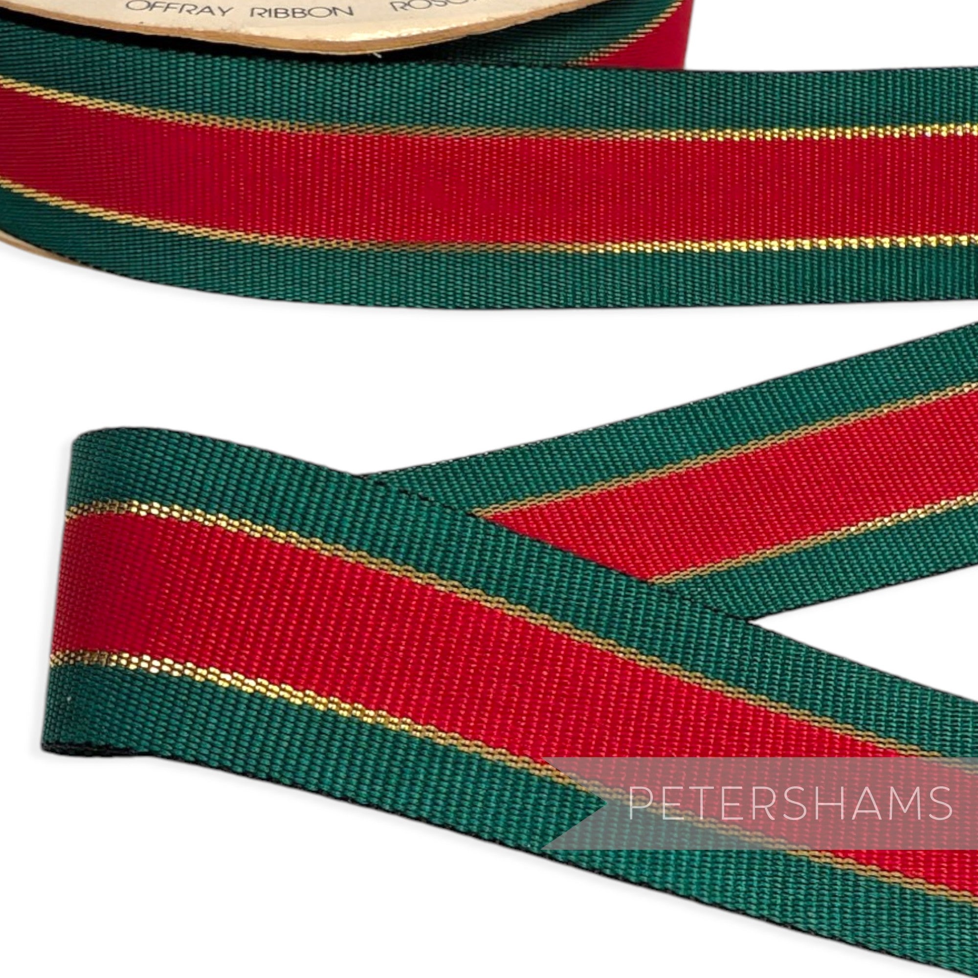 *Sale* WHOLE ROLL 23mm Green & Red Lurex Ribbon - 10m