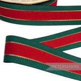 *Sale* WHOLE ROLL 23mm Green & Red Lurex Ribbon - 10m