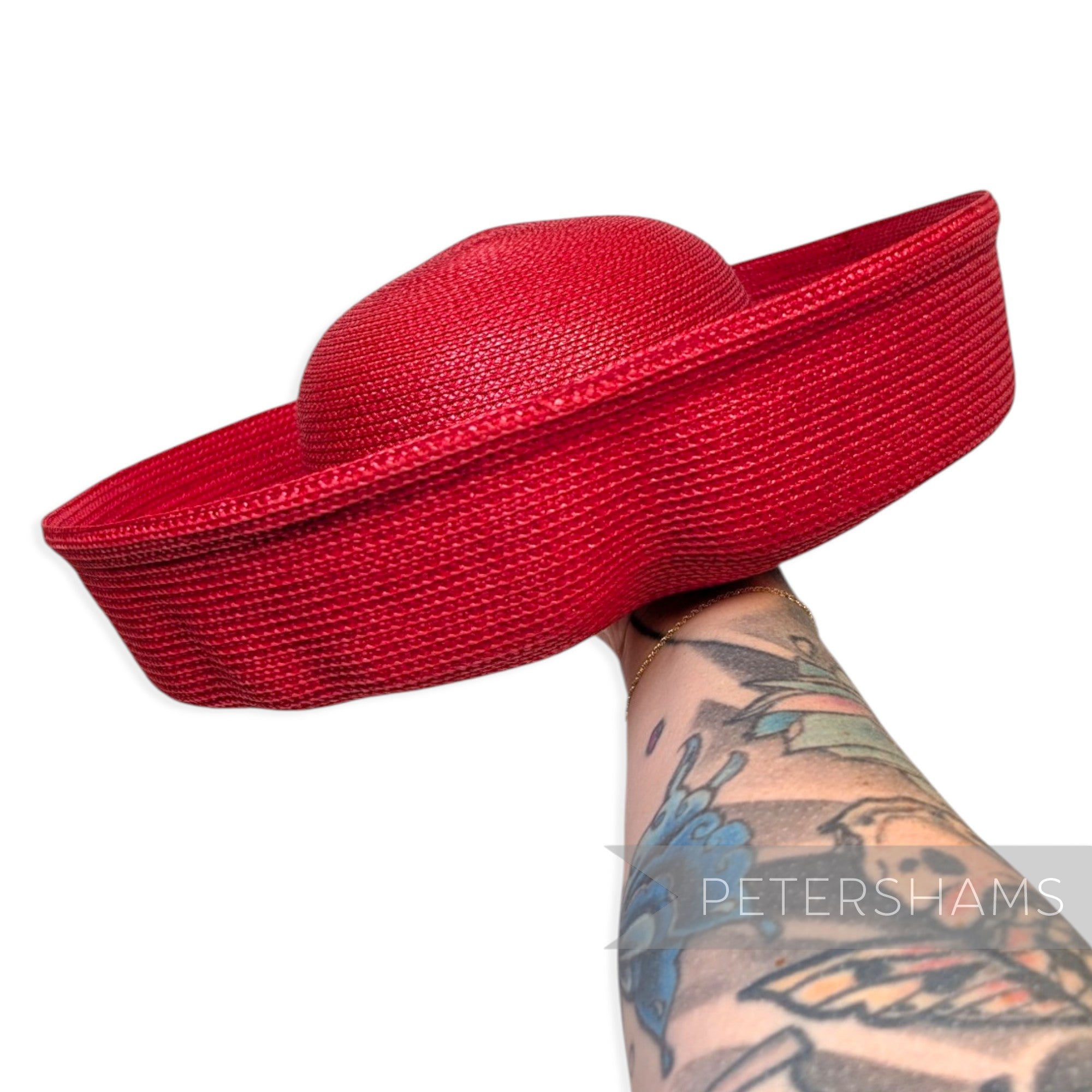 *Sale* Red Large Brimmed Polybraid Sailor Hat Form