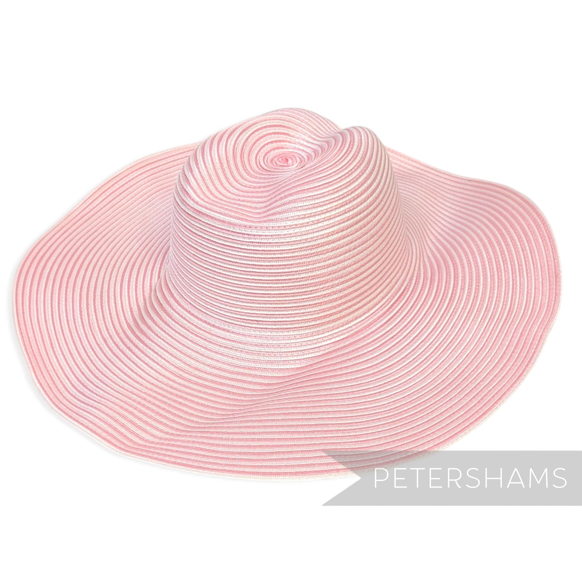 *Sale* LARGE White & Pink Striped Polybraid Capeline - 12"