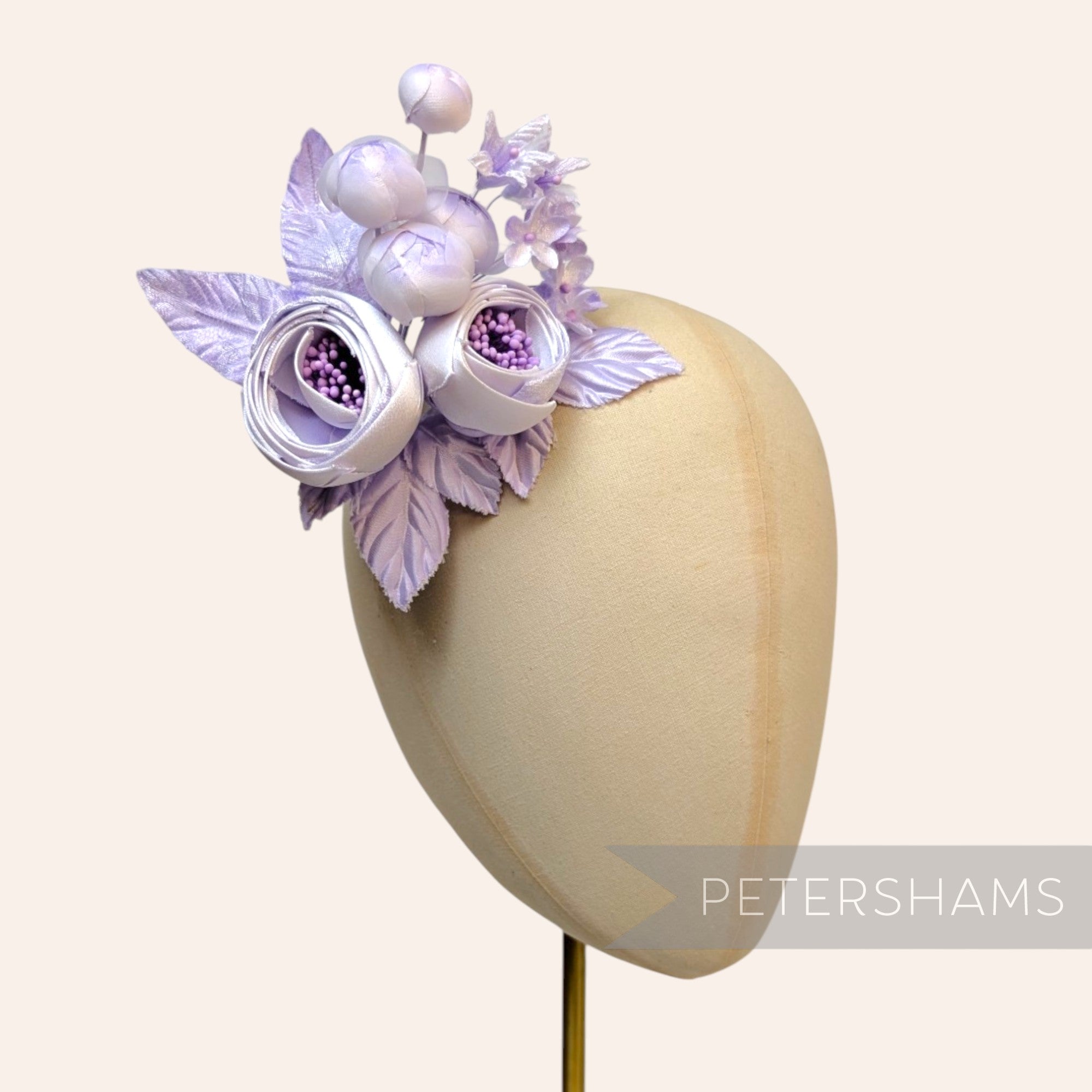 'Felicity' Satin, Velvet & Organza Ranunculus Flower Hat Mount