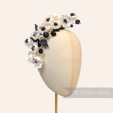 'Ella' Silk & Organza Wired Flower Branch Millinery Hat Mount