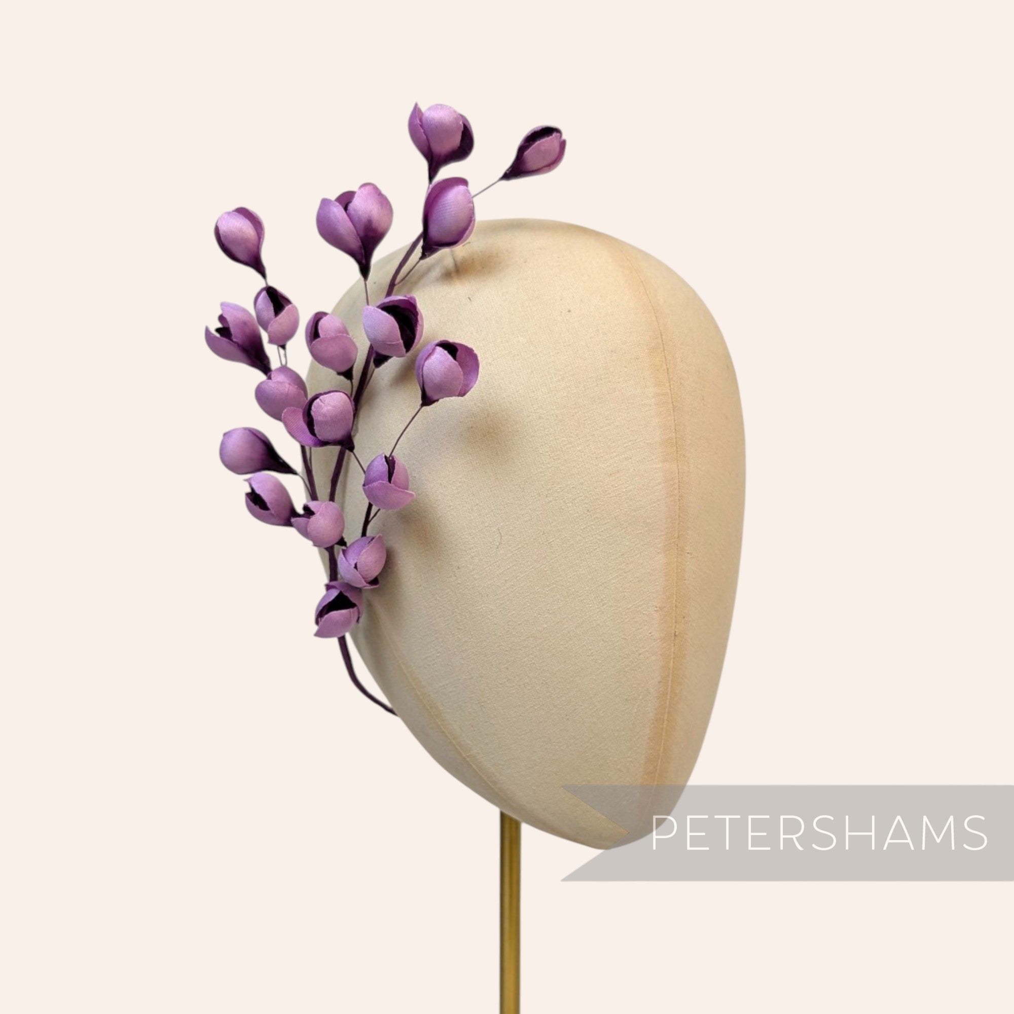 'Tulisa' Silk Flower Bud Wired Branch Millinery Hat Mount