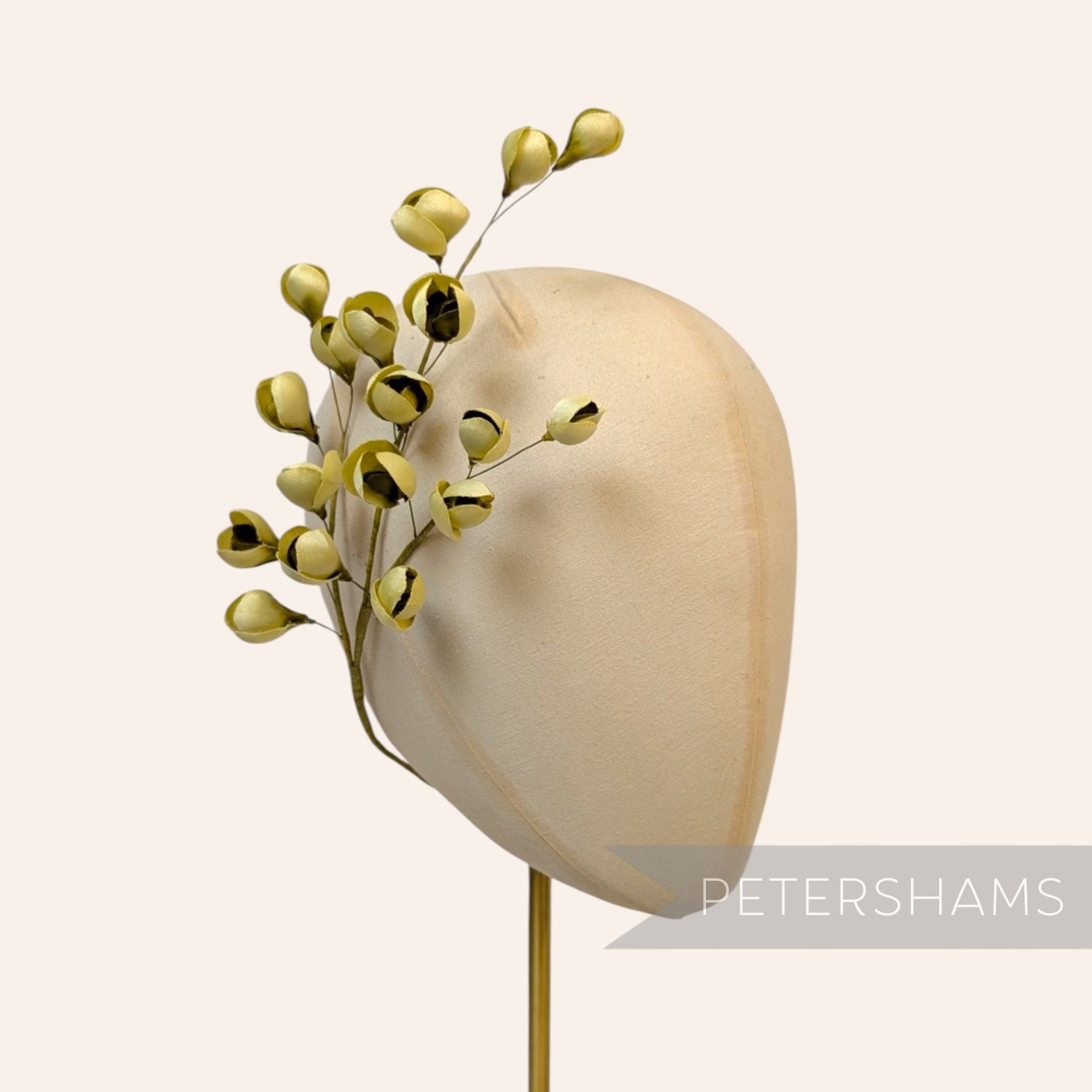 'Tulisa' Silk Flower Bud Wired Branch Millinery Hat Mount