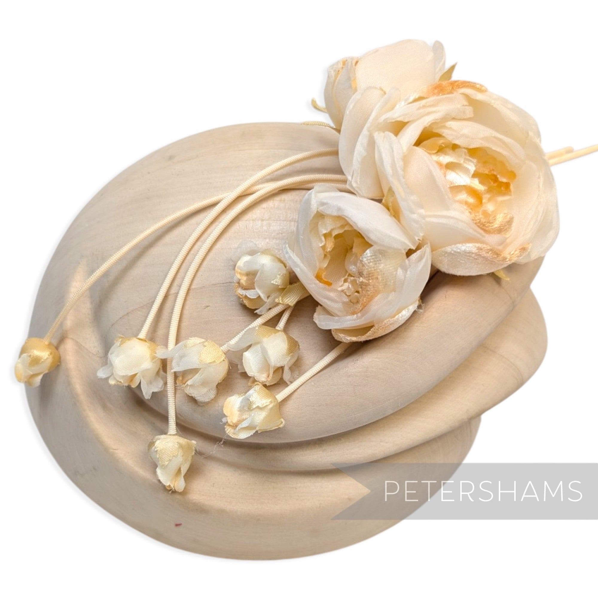'Athena' Silk & Velvet Triple Bloom with Mini Dangling Blossoms Millinery Flower