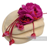'Athena' Silk & Velvet Triple Bloom with Mini Dangling Blossoms Millinery Flower