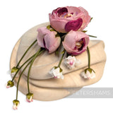 'Athena' Silk & Velvet Triple Bloom with Mini Dangling Blossoms Millinery Flower