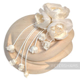 'Athena' Silk & Velvet Triple Bloom with Mini Dangling Blossoms Millinery Flower