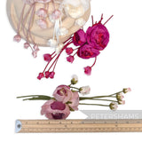 'Athena' Silk & Velvet Triple Bloom with Mini Dangling Blossoms Millinery Flower
