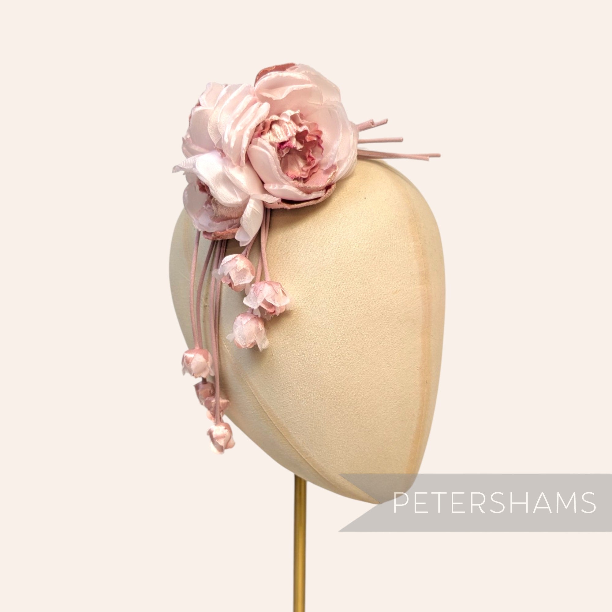'Athena' Silk & Velvet Triple Bloom with Mini Dangling Blossoms Millinery Flower