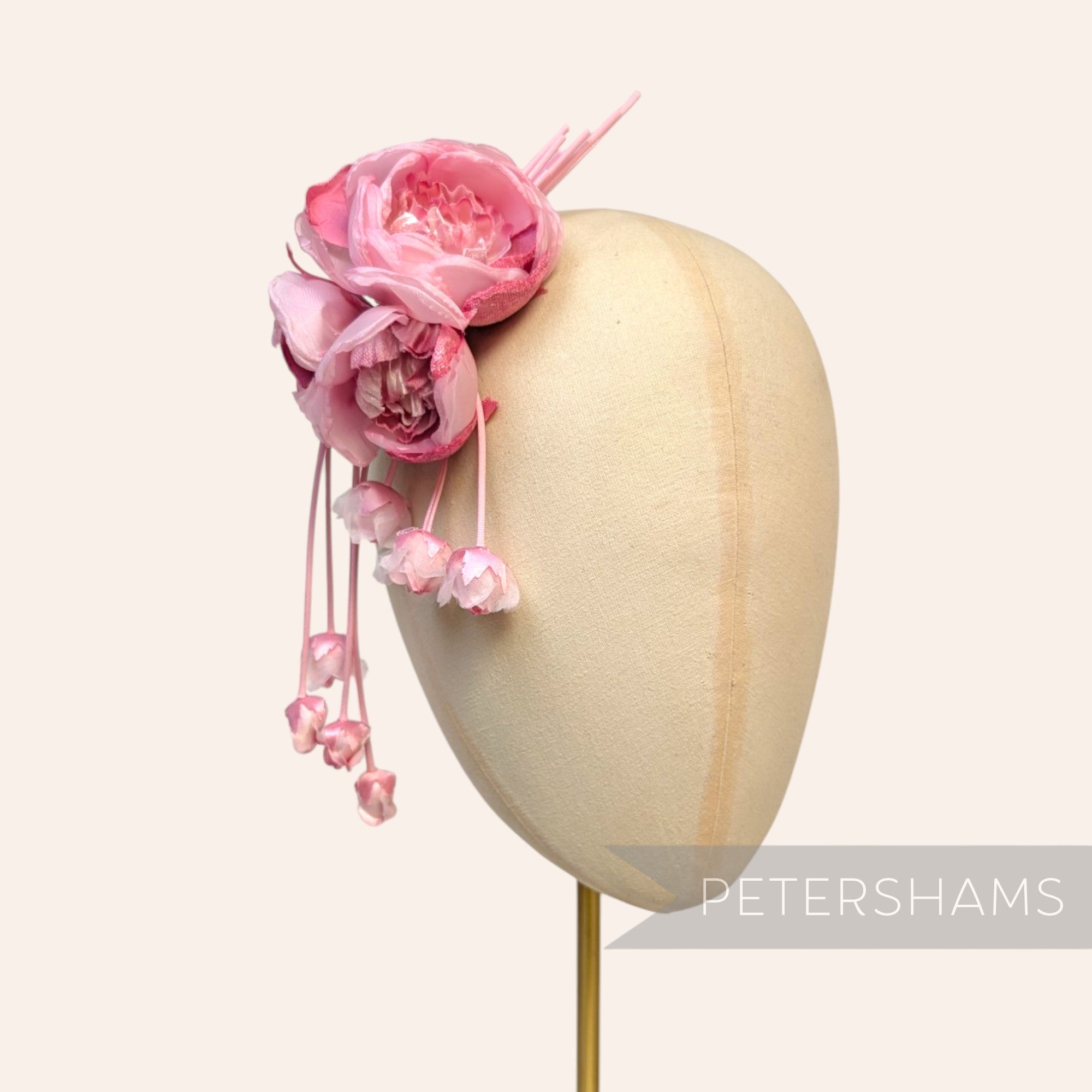'Athena' Silk & Velvet Triple Bloom with Mini Dangling Blossoms Millinery Flower