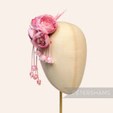 'Athena' Silk & Velvet Triple Bloom with Mini Dangling Blossoms Millinery Flower