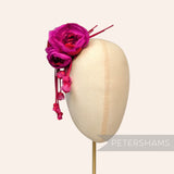 'Athena' Silk & Velvet Triple Bloom with Mini Dangling Blossoms Millinery Flower