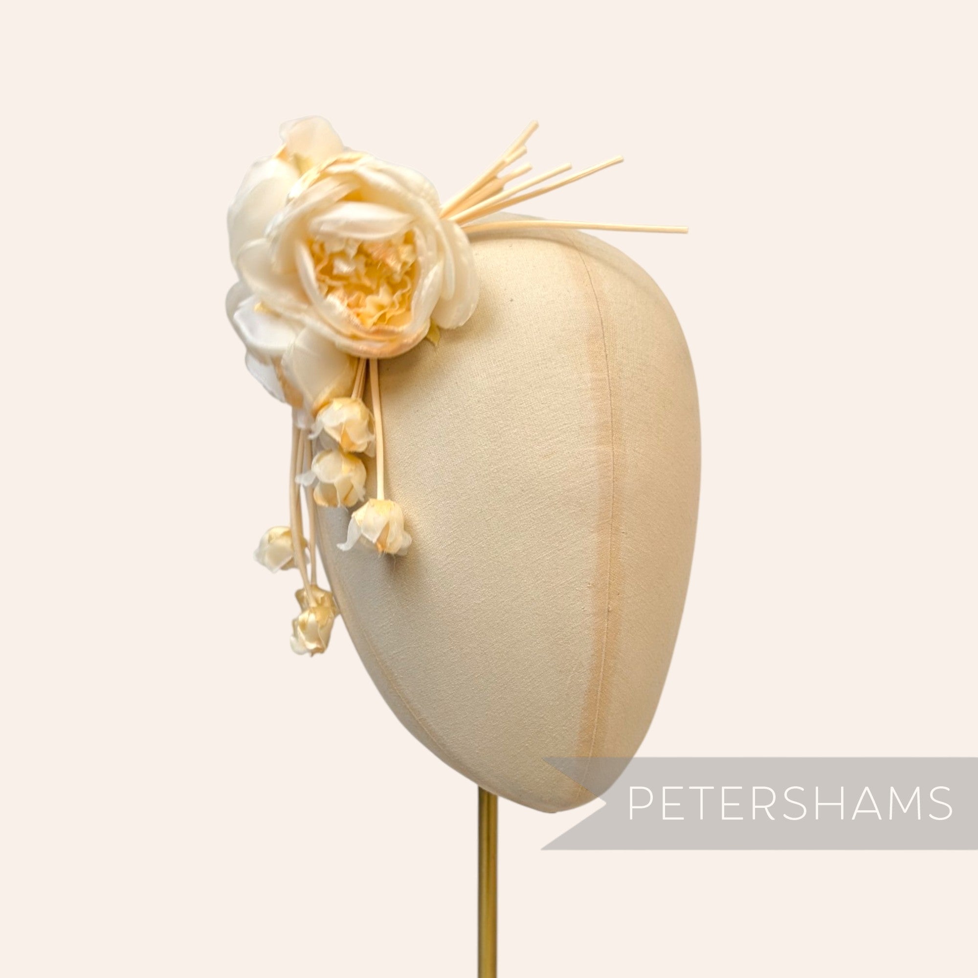 'Athena' Silk & Velvet Triple Bloom with Mini Dangling Blossoms Millinery Flower