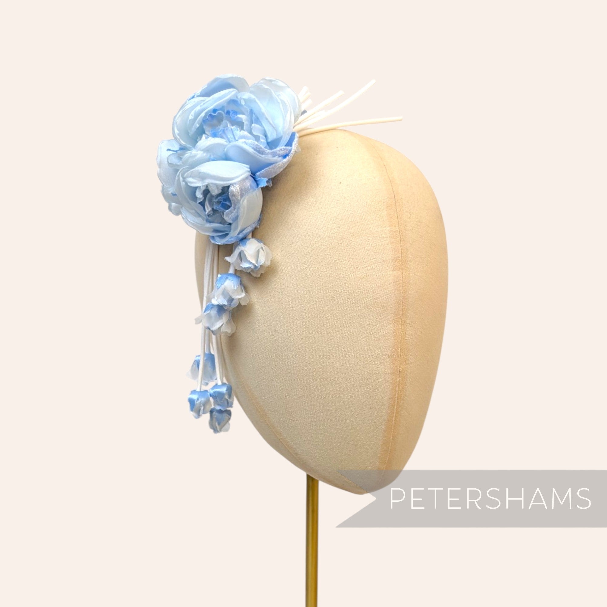 'Athena' Silk & Velvet Triple Bloom with Mini Dangling Blossoms Millinery Flower