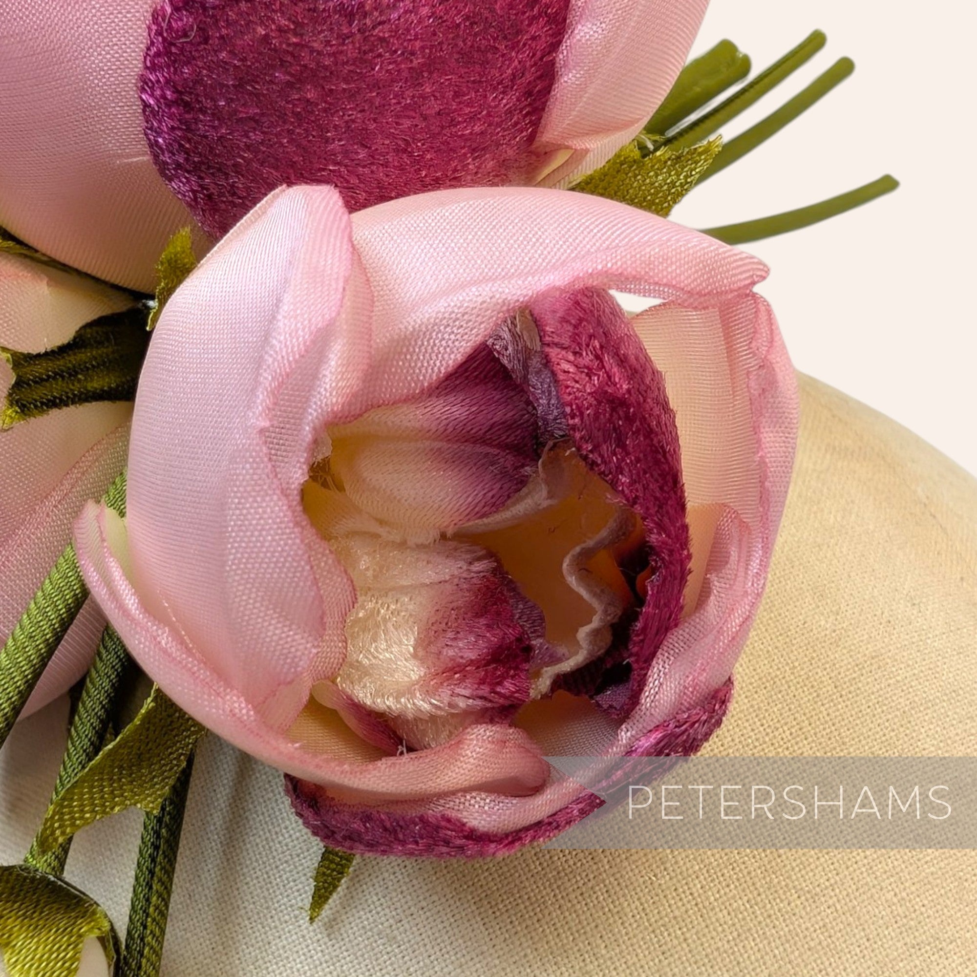 'Athena' Silk & Velvet Triple Bloom with Mini Dangling Blossoms Millinery Flower