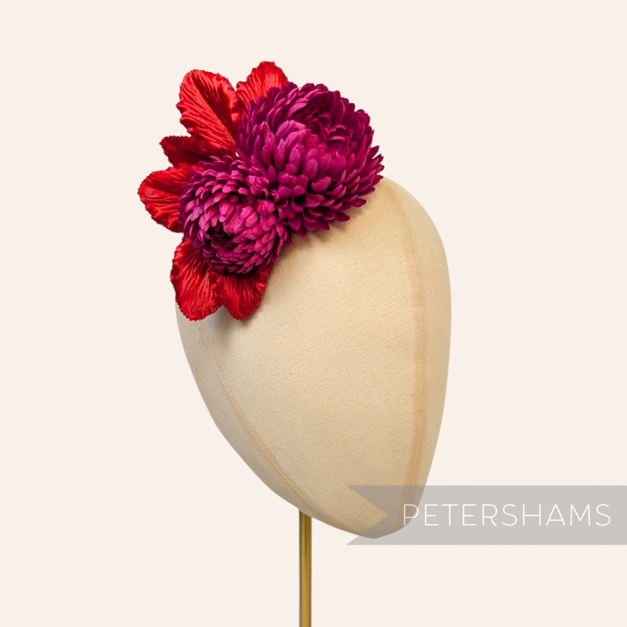 'Chrystal' Silk Pom Pom Mum Chrysanthemum Millinery Flower Mount