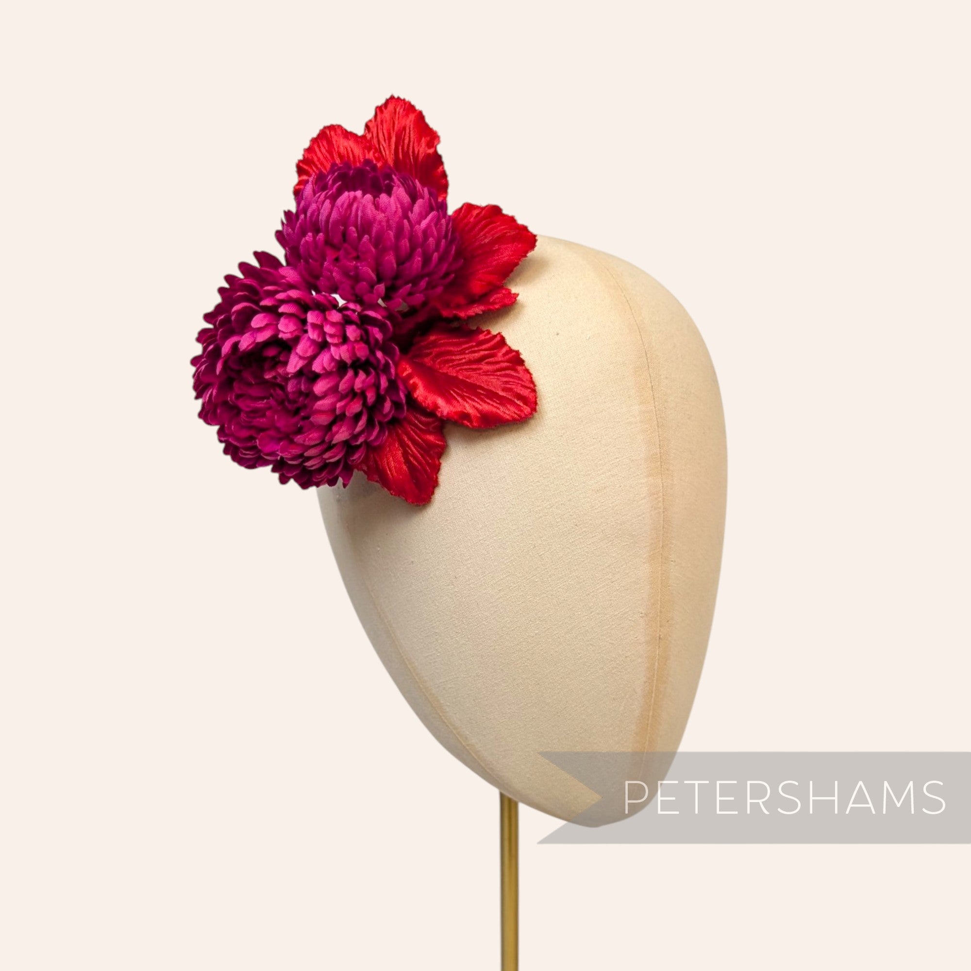 'Chrystal' Silk Pom Pom Mum Chrysanthemum Millinery Flower Mount