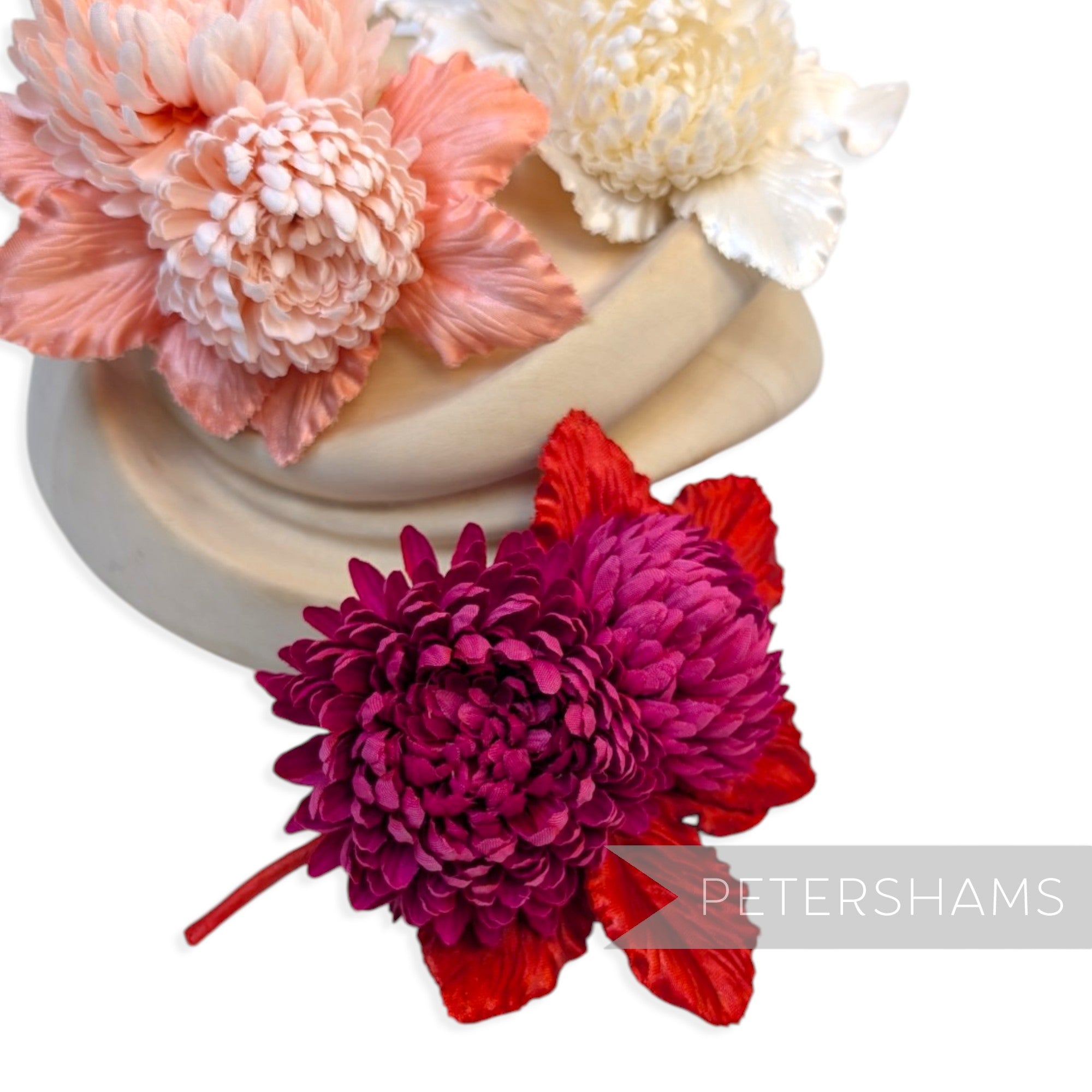'Chrystal' Silk Pom Pom Mum Chrysanthemum Millinery Flower Mount
