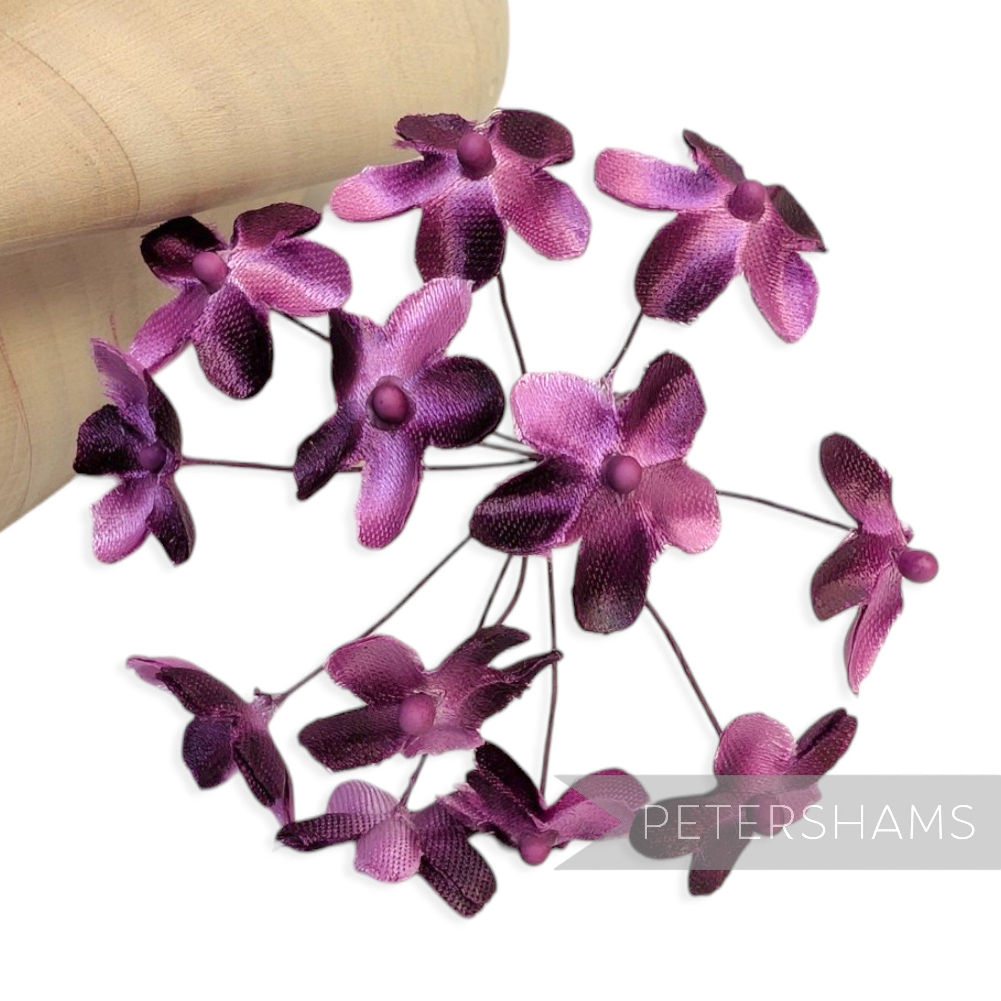 'Emily' 2cm Mini Silk Wired Millinery Flowers - 12 Stems