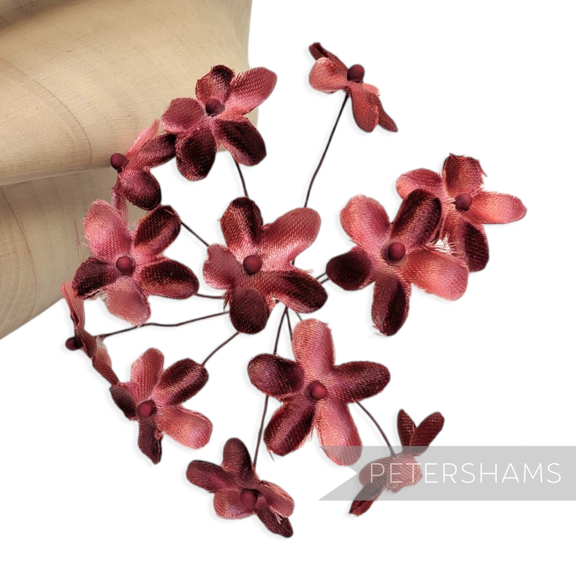'Emily' 2cm Mini Silk Wired Millinery Flowers - 12 Stems