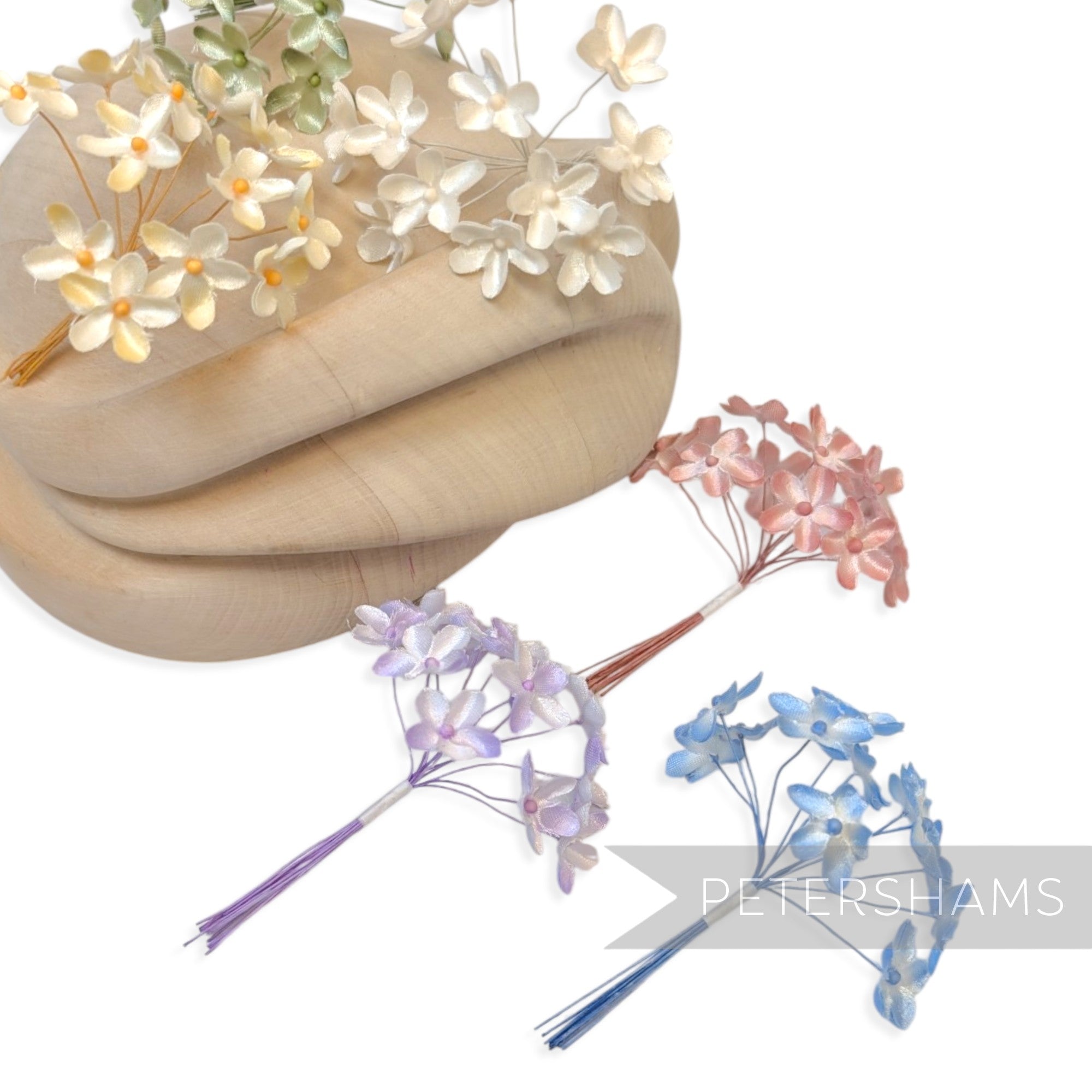 'Emily' 2cm Mini Silk Wired Millinery Flowers - 12 Stems