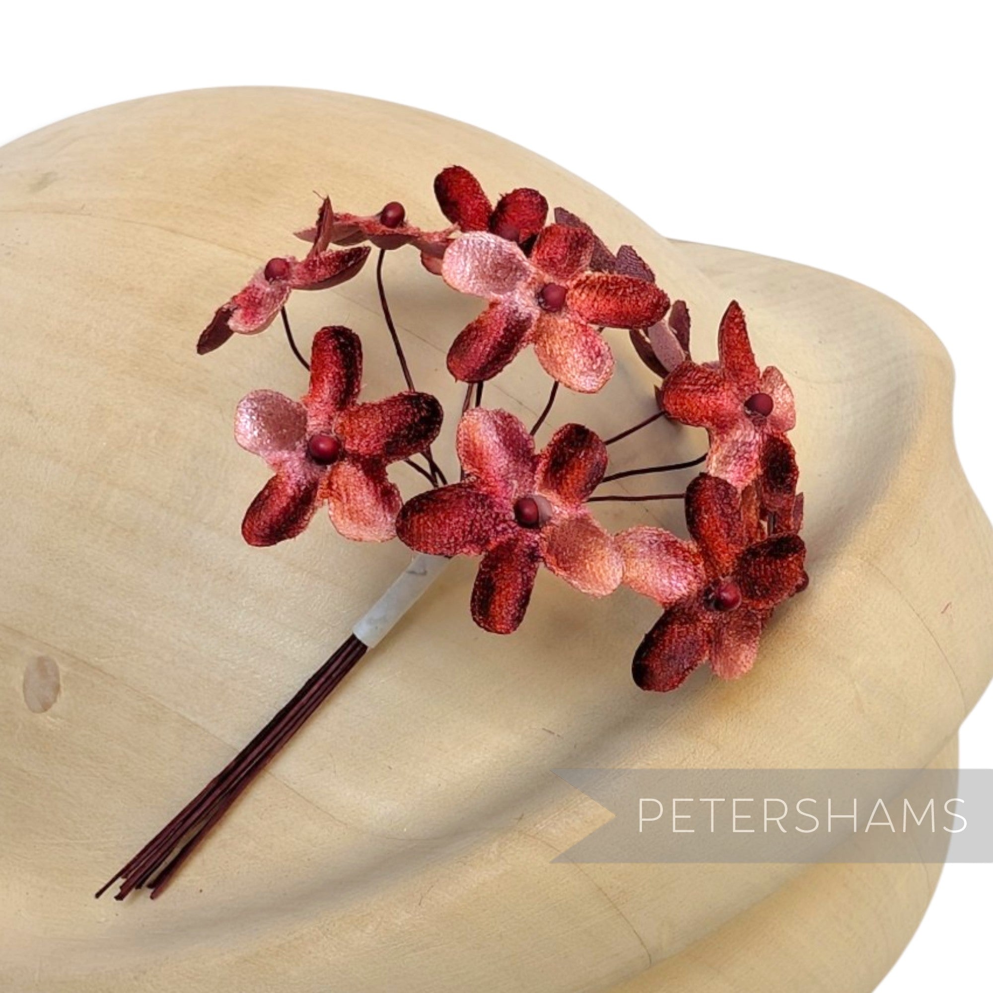 'Becky' 2cm Mini Velvet Wired Millinery Flowers - 12 Stems