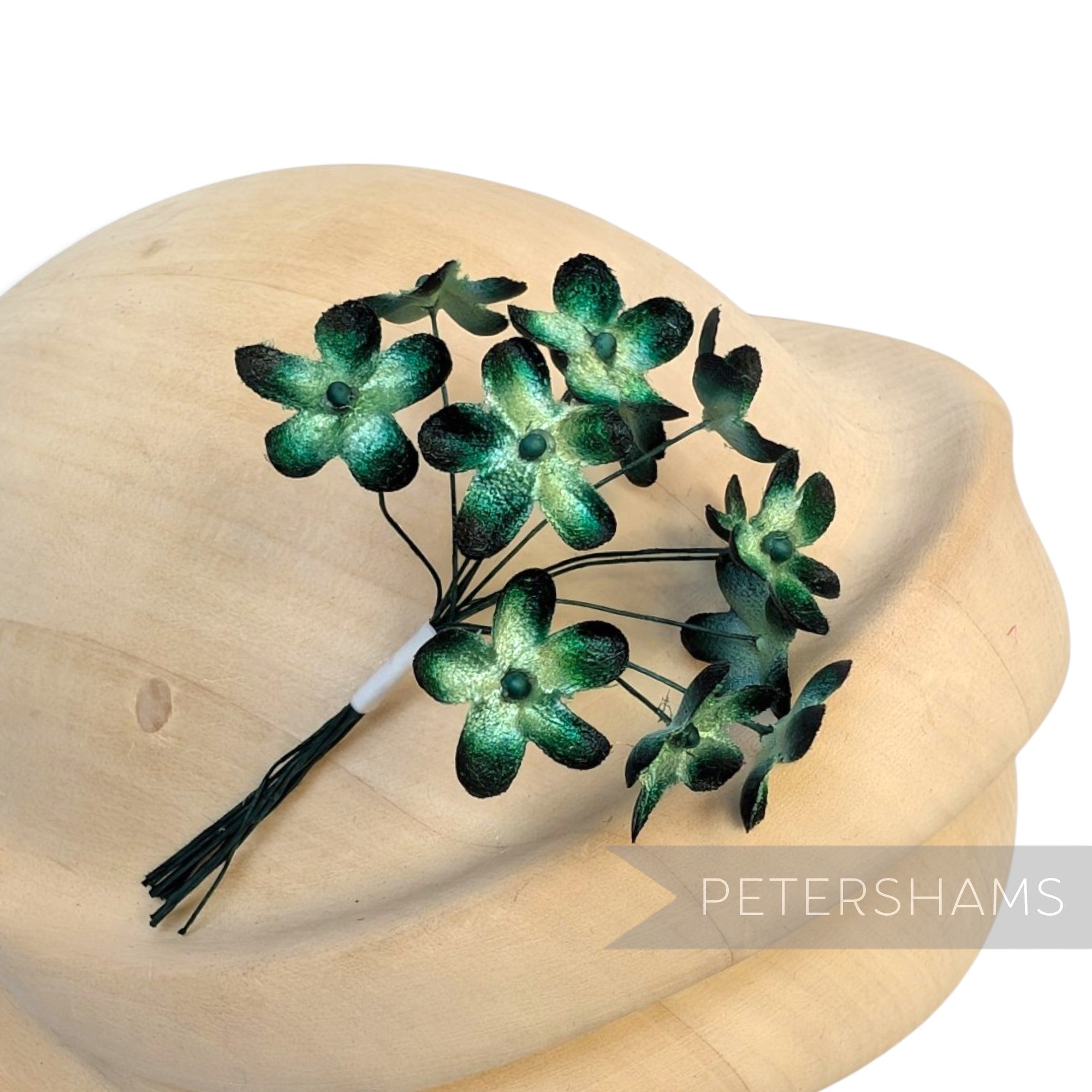 'Becky' 2cm Mini Velvet Wired Millinery Flowers - 12 Stems