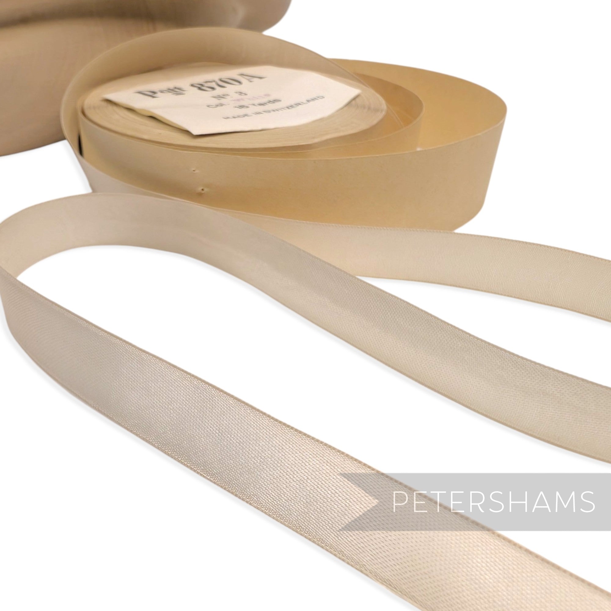 14mm No.3 "Patt 870A" Vintage Swiss Satin Ribbon - 16m Roll