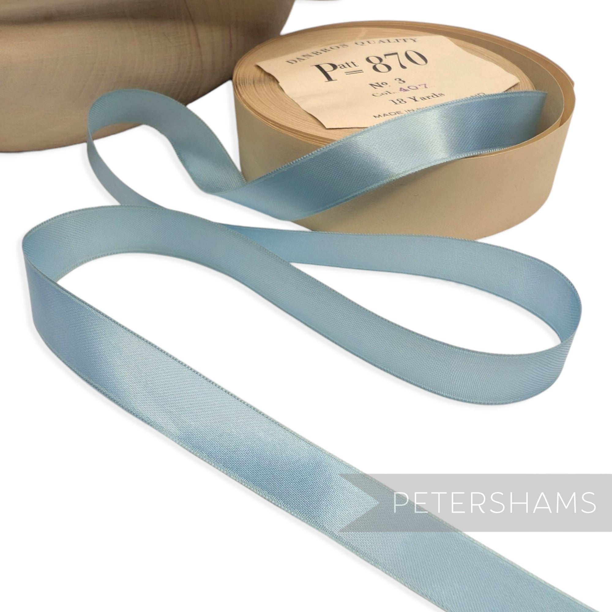 14mm No.3 "Danbros Quality" Patt 870 Vintage Swiss Satin Ribbon - 16m Roll
