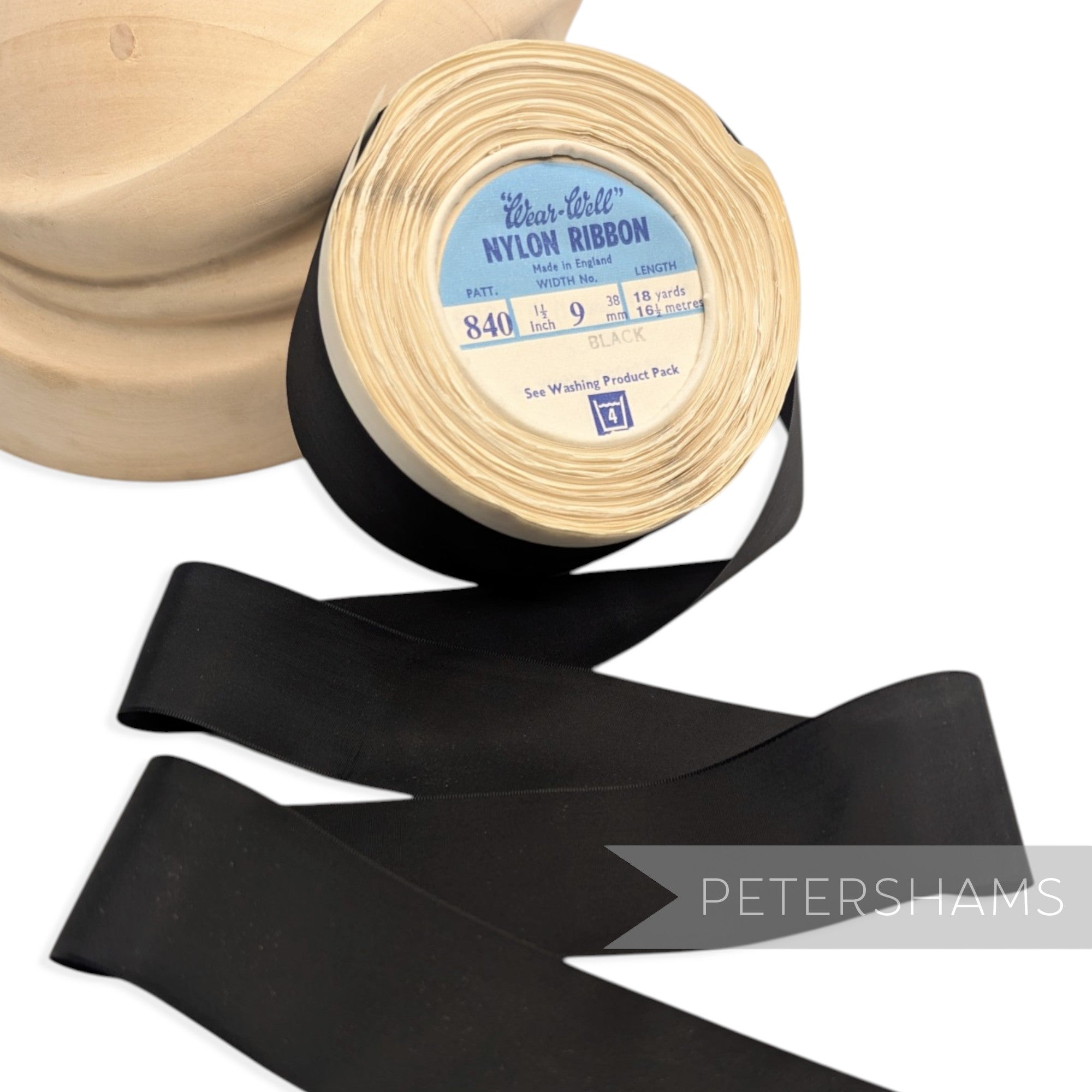 38mm No.9 "Wear-Well" Made in England Vintage Nylon Ribbon - 16m Roll
