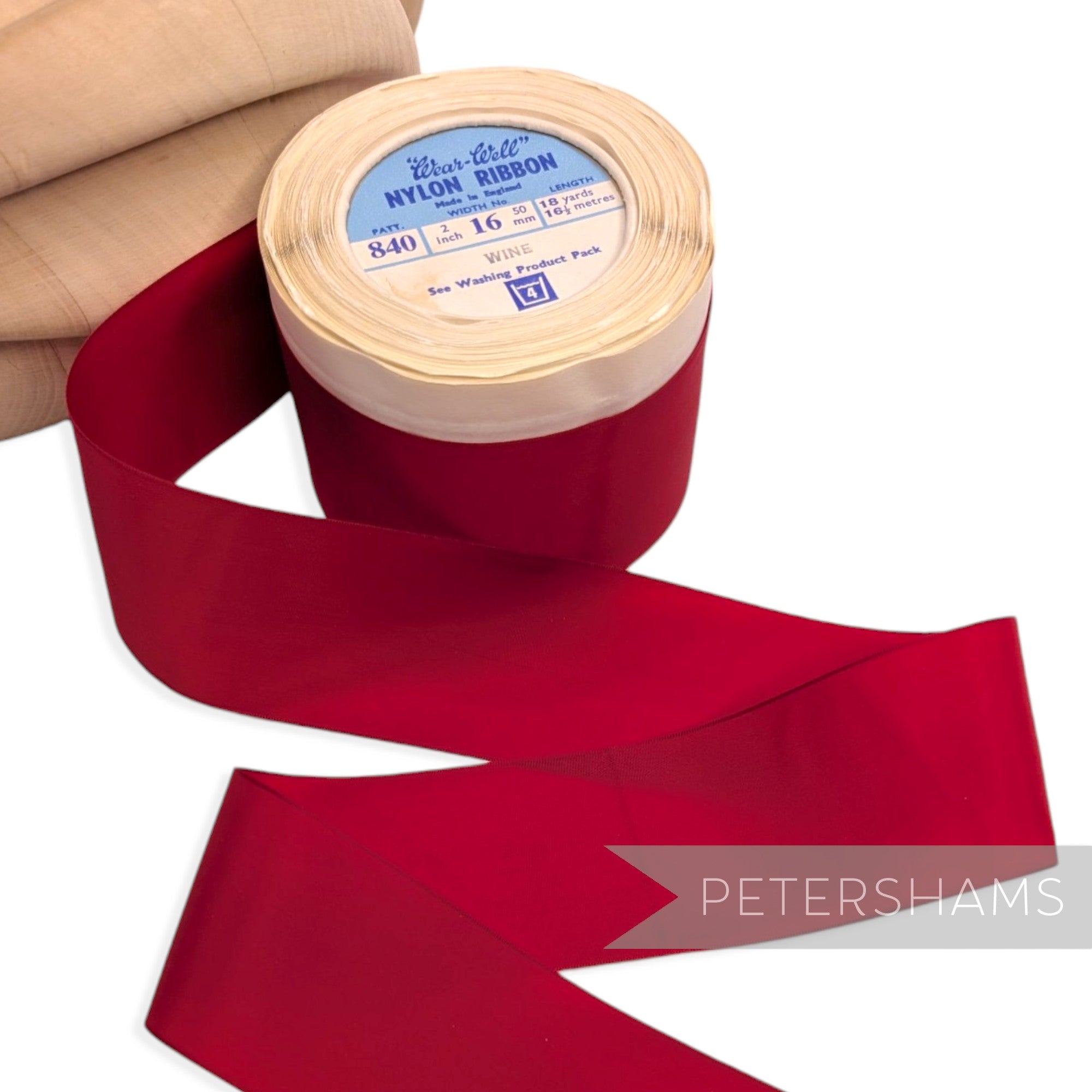 50mm No.16 "Wear-Well" Made in England Vintage Nylon Ribbon - 16m Roll